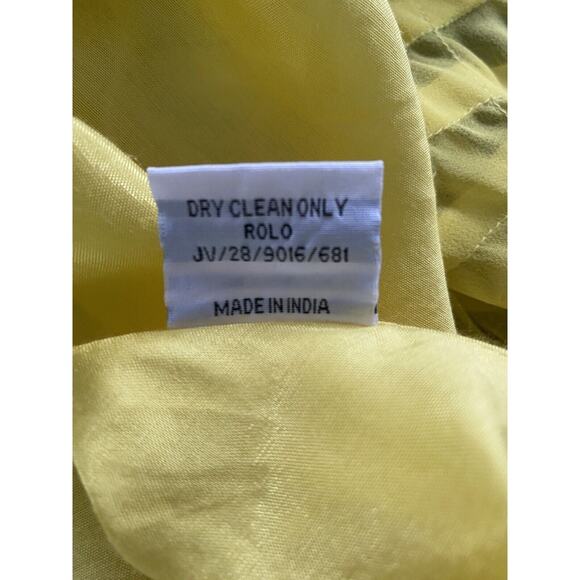 EUC Reiss Yellow Sz 2 A-Line Swing Skirt Textured Ruffle Wavy Line Pattern Zip - Picture 7 of 12